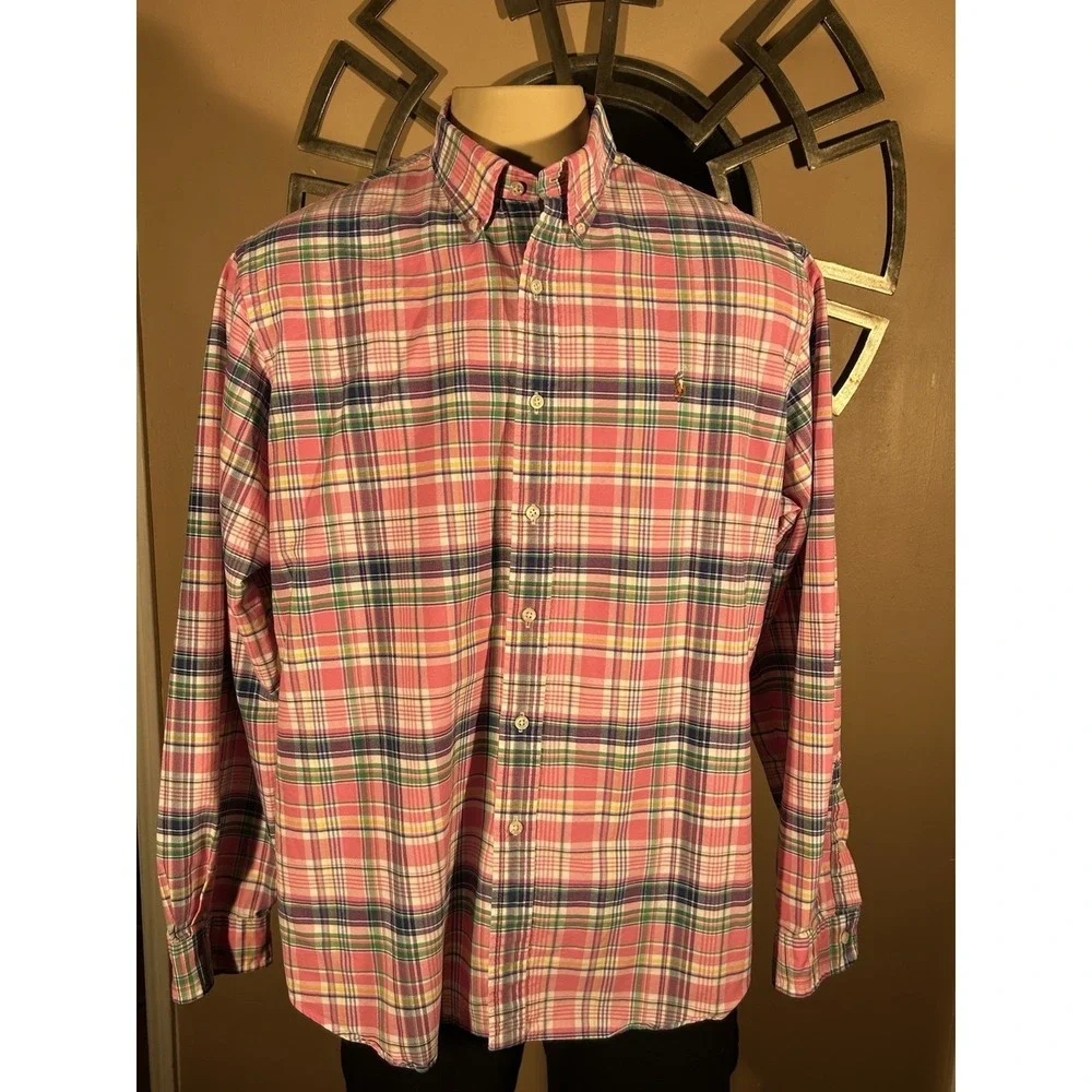 Ralph Lauren Long Sleeve Shirt Pink Multi‎ Colored Plaid XXL